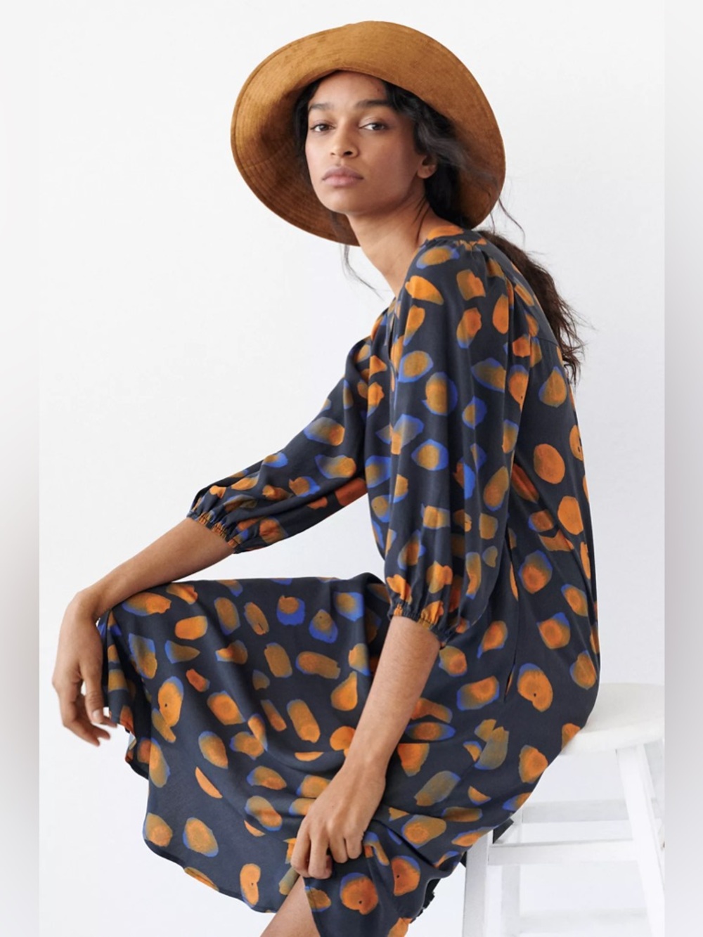 Anthropologie Porridge Eliza Spotted Midi Dress Medium